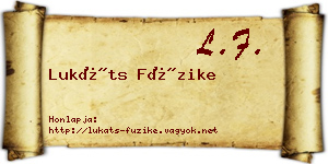 Lukáts Füzike névjegykártya